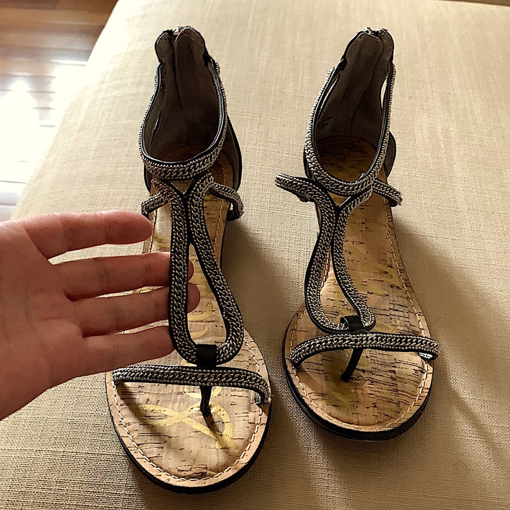 Chain link sandals  worn twice in pristine condition. Sam Edelman from Vegas.